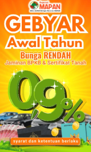 Kabar gembira bagi kamu.
Koperasi MAPAN kini hadir dengan Promo Gebyar Awal Tahun Bunga rendah khusus untuk Jaminan BPKB dan Sertifikat Tanah
Dapatkan Bunga hanya 0.9% Proses cepat dengan syarat mudah